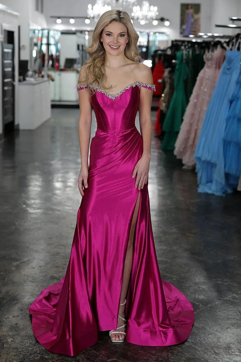 Sparkly Mermaid Silver Off the Shoulder Corset Long Prom Dress PSK582-Pgmdress