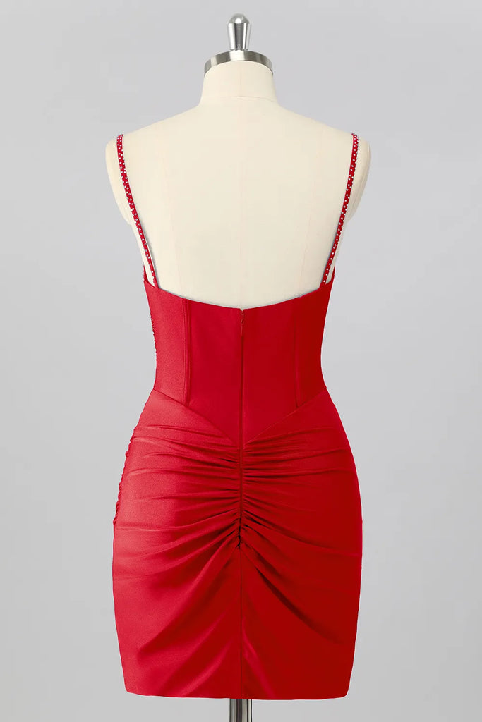 Sparkly Royal Blue Bodycon Corset Homecoming Dress With Beading-Pgmdress