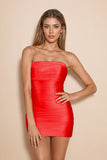 Strapless Ruched Short Satin Pink Homecoming Dress Party Dress-Pgmdress