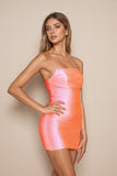 Strapless Ruched Short Satin Pink Homecoming Dress Party Dress-Pgmdress