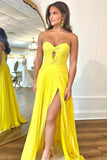 Strapless Keyhole Pleated A-Line Hot Pink Long Prom Dress PSK481-Pgmdress