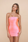 Strapless Ruched Short Satin Pink Homecoming Dress Party Dress-Pgmdress