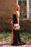 Sweetheart Black Corset Long Prom Dress With Split PSK593-Pgmdress