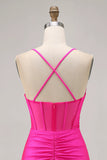 Sweetheart Corset Ruched Tight Fuchsia Short Homecoming Dress-Pgmdress