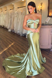 Sweetheart Cut Mermaid Sage Green Long Prom Dress with Slit PSK533-Pgmdress