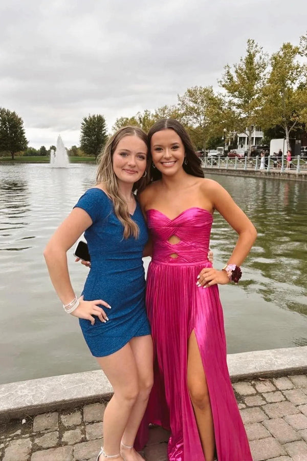 Sweetheart Metallic Pleated Emerald Green Long Prom Dress PSK591-Pgmdress