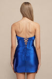 Sweetheart Satin Mermaid Royal Blue Short Homecoming Dress-Pgmdress