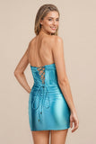 Sweetheart Satin Mermaid Royal Blue Short Homecoming Dress-Pgmdress