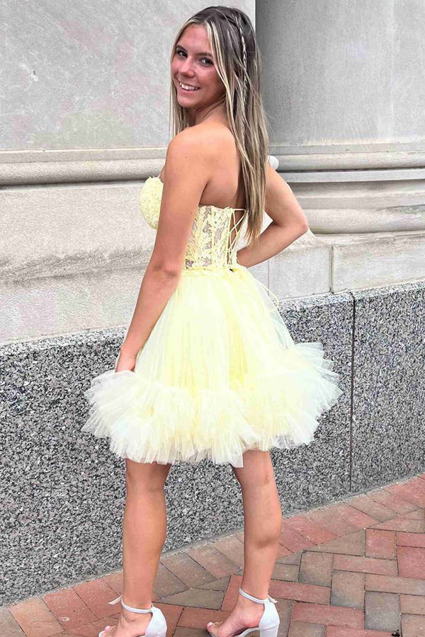 Sweetheart Sheer Corset Ruffle Light Blue Homecoming Dress PD531 Pgmdress Sweetheart Sheer Corset Ruffle Light Blue Homecoming Dress PD531 Pgmdress