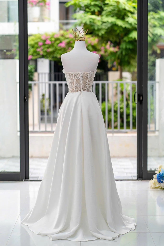 Sweetheart Slim Fit with Pleated Waist Elegant Princess Wedding Dress-Pgmdress