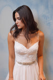 Sweetheart Straps White Tulle Beach Wedding Dress with Beading