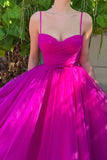 Sweetheart Tea Length Hot Pink Prom Dress Simple Prom Dress PSK565-Pgmdress