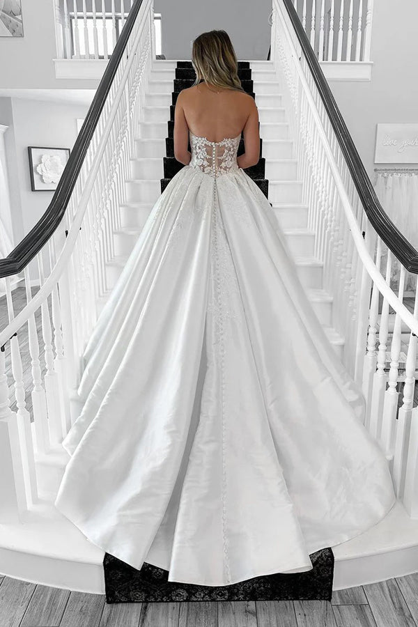 Sweetheart Vintage Long Wedding Dress with Appliques WD759-Pgmdress