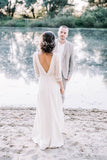 Top Lace Short Sleeve Boat Neck Rustic Wedding Dress Bridal Gown-Pgmdress