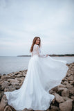 Two Piece Simple White Chiffon Beach Wedding Dress Bridal Gown-Pgmdress