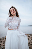 Two Piece Simple White Chiffon Beach Wedding Dress Bridal Gown-Pgmdress