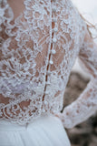 Two Piece Simple White Chiffon Beach Wedding Dress Bridal Gown-Pgmdress