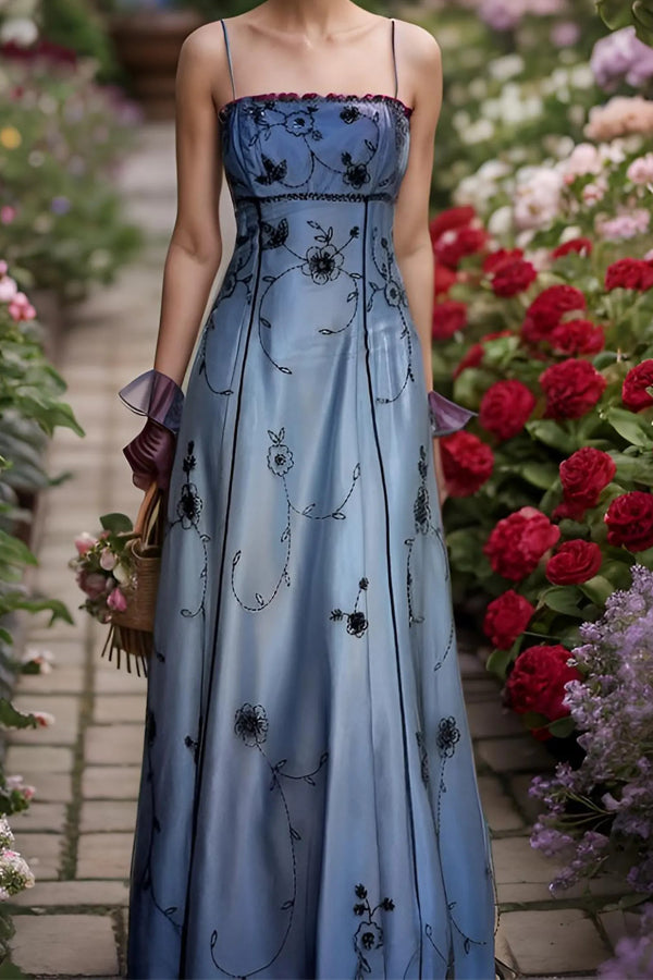 Vintage 90S Green Prom Dress Blue Beaded Gown Prom Party Dress-Pgmdress