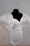 White Puff Sleeves Short Wedding Dress Mini Wedding Dress WD771-Pgmdress