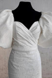White Puff Sleeves Short Wedding Dress Mini Wedding Dress WD771-Pgmdress