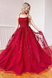 A-line Round Neck Tulle Lace Prom Dresses Formal Dresses PSK032 - Pgmdress