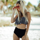 High Waist Bathing Suit Plus Size Swimwear Push Up Bikini Set Vintage - Pgmdress