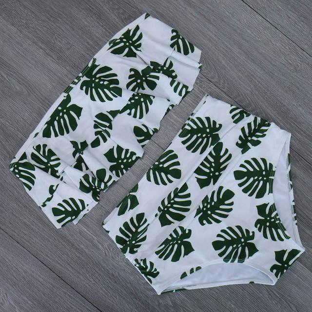 High Waist Bathing Suit Plus Size Swimwear Push Up Bikini Set Vintage - Pgmdress