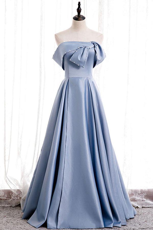 A-line Off-the-shoulder Beaded Satin Prom Dress With Beading Pgmdress A-line Off-the-shoulder Beaded Satin Prom Dress With Beading Pgmdress