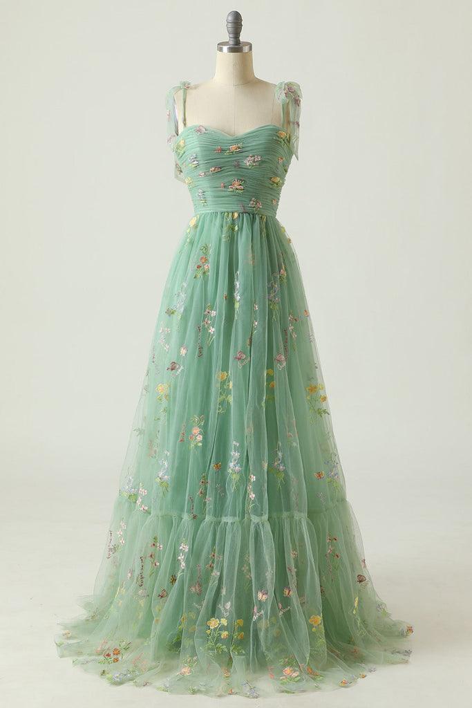 A-line Sweetheart Embroidery Green Long Prom Dress PSK330 US10 / Custom Color A-line Sweetheart Embroidery Green Long Prom Dress PSK330 US10 / Custom Color