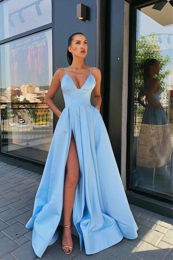 Simple A Line Satin Split Hot Pink Prom Dress Party Dress PSK045 Pgmdress Simple A Line Satin Split Hot Pink Prom Dress Party Dress PSK045 Pgmdress