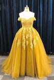Ball Gown Sweetheart Cap Sleeve Lace Appliques Prom Dress PSK054 - Pgmdress