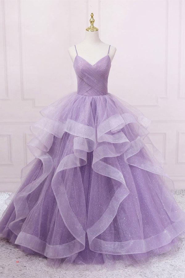 Blue Tulle Sequin Long Prom Dress Blue Tulle Formal Dress PSK317 - Pgmdress