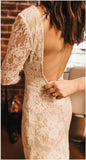 Boho Lace V Neck Mermaid Wedding Dresses With Court train WD581 - Pgmdress