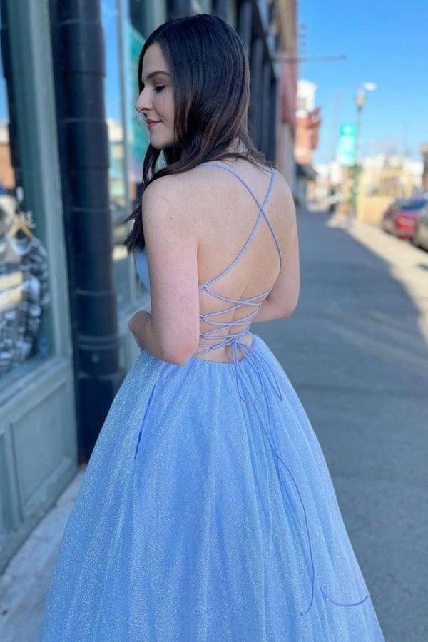 Chic A-line Spaghetti Straps Long Prom Dresses Evening Dress PSK221 - Pgmdress