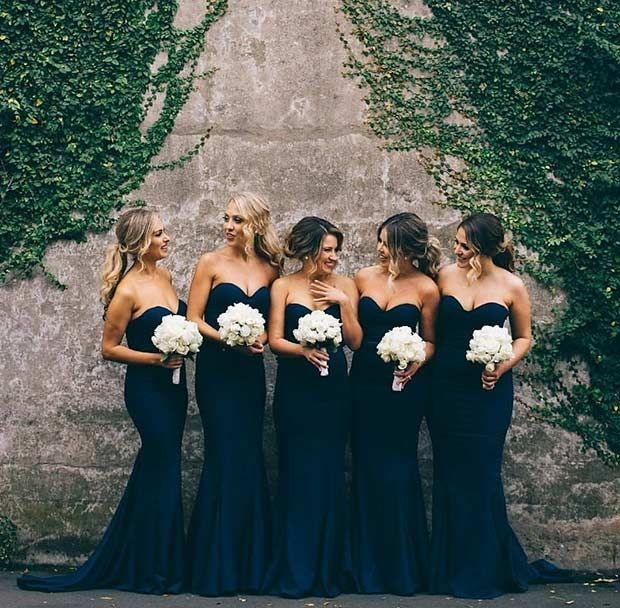 Elegant Sweet Heart Navy Mermaid Long Bridesmaid Dresses BD032- Pgmdress