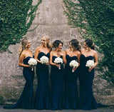 Elegant Sweet Heart Navy Mermaid Long Bridesmaid Dresses BD032- Pgmdress