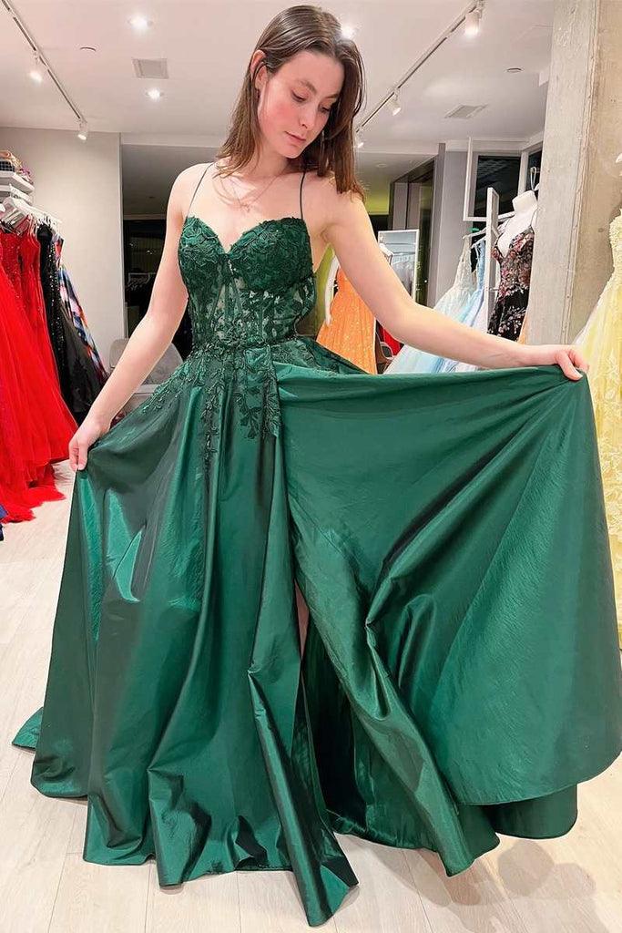 Elegant Tulle Ball Gown V Neck Side Split Layered Long Prom Dress US8 / Emerald Green Elegant Tulle Ball Gown V Neck Side Split Layered Long Prom Dress US8 / Emerald Green