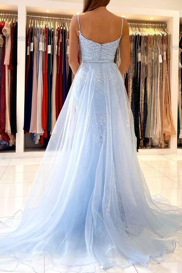 Mermaid Sweetheart Lace Blue Tulle Long Prom Dress Formal Dress PSK262 - Pgmdress