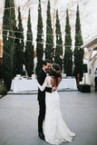 Mermaid V Neck Wedding Dress Long Sleeve Lace Bridal Gown WD610 - Pgmdress