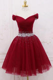 Off The Shoulder Beading Homecoming Dress Tulle Short Prom Dress  PD468
