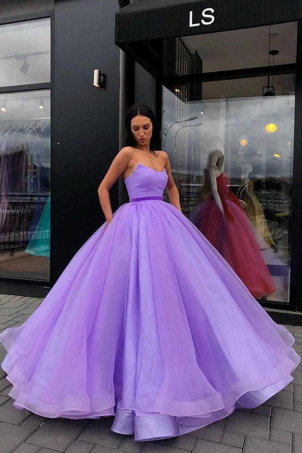 Organza Ball Gowns Prom Dress Sweetheart Evening Dress PG709 US2 / Lilac Organza Ball Gowns Prom Dress Sweetheart Evening Dress PG709 US2 / Lilac