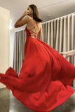 Red Chiffon A line Spaghetti Straps Long Prom Dress Evening Dress PSK247 - Pgmdress