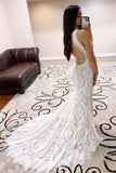 Sheath Lace Wedding Dress open Back Bridal Dress With Court Train WD590 - Pgmdress
