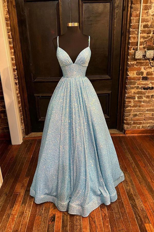 Shimmering Sequin Lace Spaghetti Straps Neckline A-line Prom Dress Pgmdress Shimmering Sequin Lace Spaghetti Straps Neckline A-line Prom Dress Pgmdress