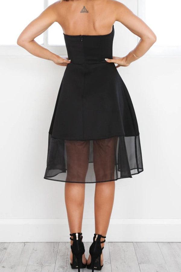 Sleeveless Newest A-line Knee-Length White Strapless Homecoming Dress US6 / Black Sleeveless Newest A-line Knee-Length White Strapless Homecoming Dress US6 / Black
