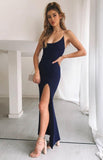Slip Formal Dress Sparkly Satin Cross Back Prom Evening Dresses PSK241 - Pgmdress