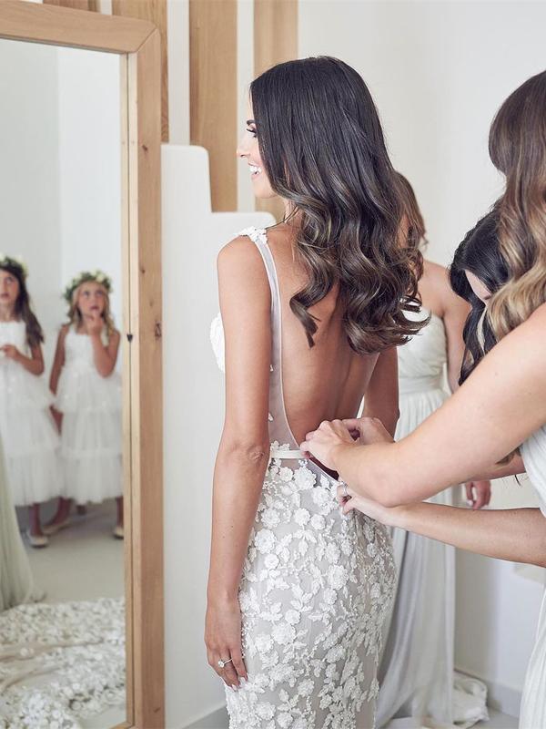 Straps Mermaid Wedding Dresses Lace Appliqued Gowns Wedding Dresses WD574 - Pgmdress