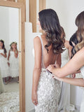 Straps Mermaid Wedding Dresses Lace Appliqued Gowns Wedding Dresses WD574 - Pgmdress