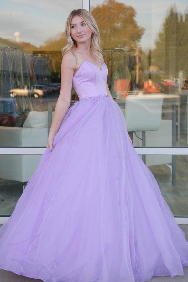 Sweetheart Ball Gown Prom Dresses Lilac Tulle Formal Dress PSK353 US0 / As Picture Sweetheart Ball Gown Prom Dresses Lilac Tulle Formal Dress PSK353 US0 / As Picture