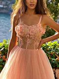 Sweetheart Neck Pink Lace Prom Dresses Split Formal Dresses PSK280 - Pgmdress
